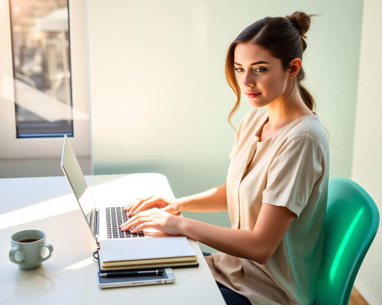 Woman learning at desk